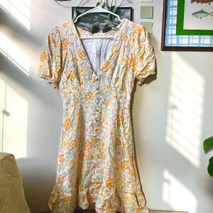 Petal & Pup Floral Mini Dress - Yellow and White